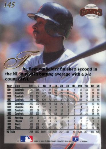 Willie McGee  baseball card collectible - Main Image 2