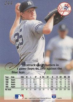 Jim Abbott  baseball card collectible - Main Image 2
