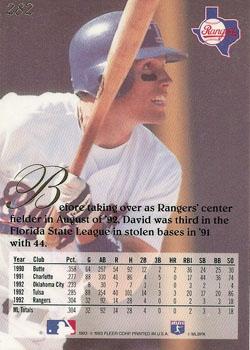 David Hulse  baseball card collectible - Main Image 2