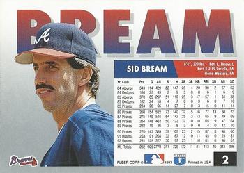 Sid Bream  baseball card collectible - Main Image 2