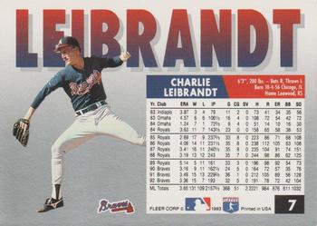 Charlie Leibrandt  baseball card collectible - Main Image 2