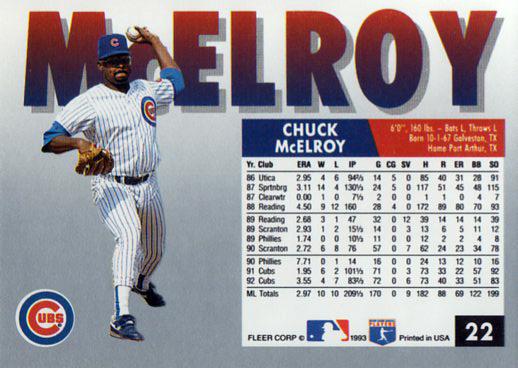 Chuck McElroy  baseball card collectible - Main Image 2