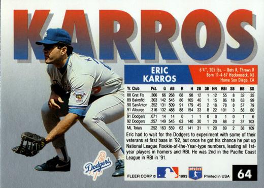 Eric Karros  baseball card collectible - Main Image 2