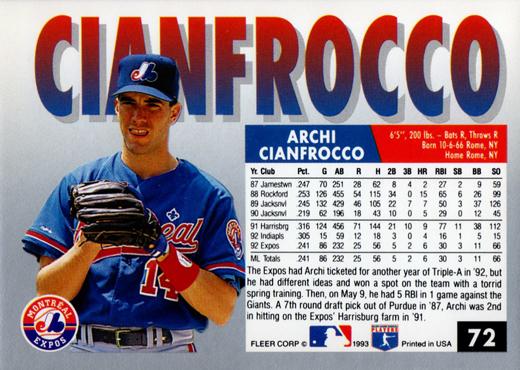 Archi Cianfrocco  baseball card collectible - Main Image 2