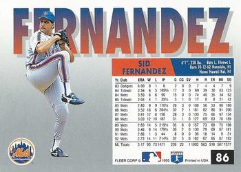 Sid Fernandez  baseball card collectible - Main Image 2