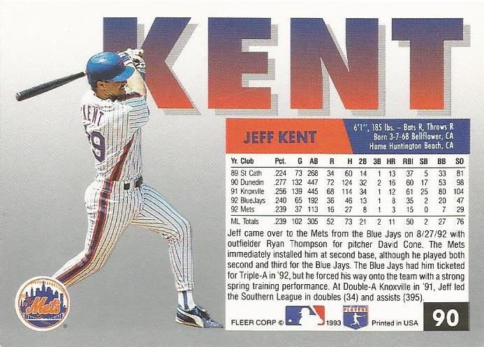 Jeff Kent  baseball card collectible - Main Image 2