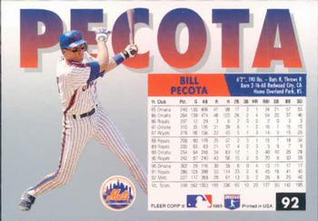 Bill Pecota  baseball card collectible - Main Image 2