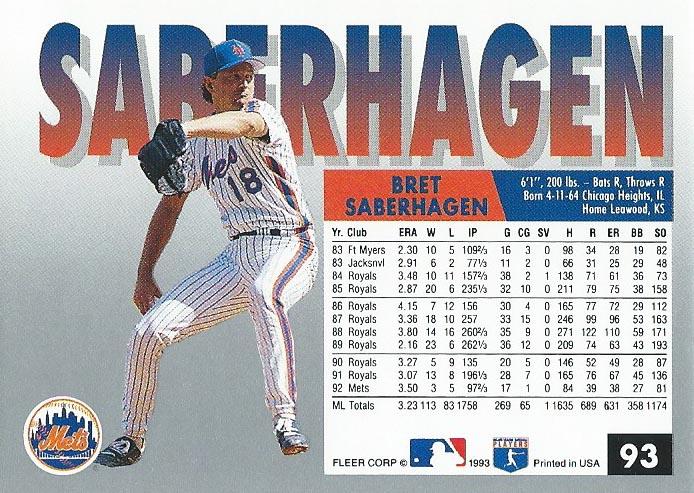 Bret Saberhagen  baseball card collectible - Main Image 2