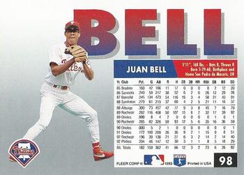 Juan Bell  baseball card collectible - Main Image 2