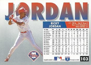 Ricky Jordan  baseball card collectible - Main Image 2