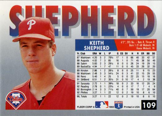 Keith Shepherd  baseball card collectible - Main Image 2
