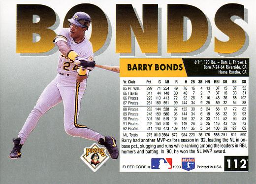Barry Bonds  baseball card collectible - Main Image 2