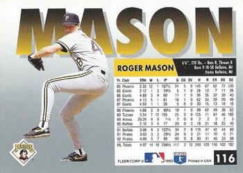 Roger Mason  baseball card collectible - Main Image 2