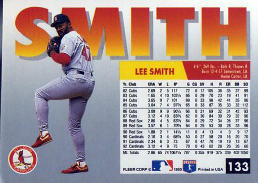 Lee Smith  baseball card collectible - Main Image 2