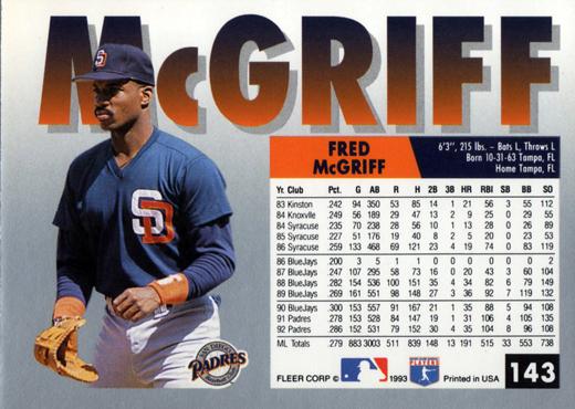 Fred McGriff  baseball card collectible - Main Image 2
