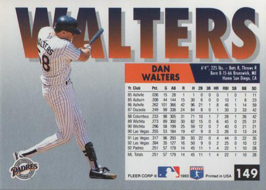 Dan Walters  baseball card collectible - Main Image 2