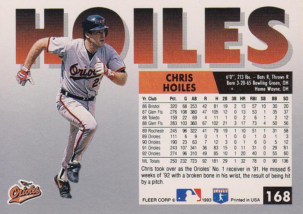 Chris Hoiles  baseball card collectible - Main Image 2