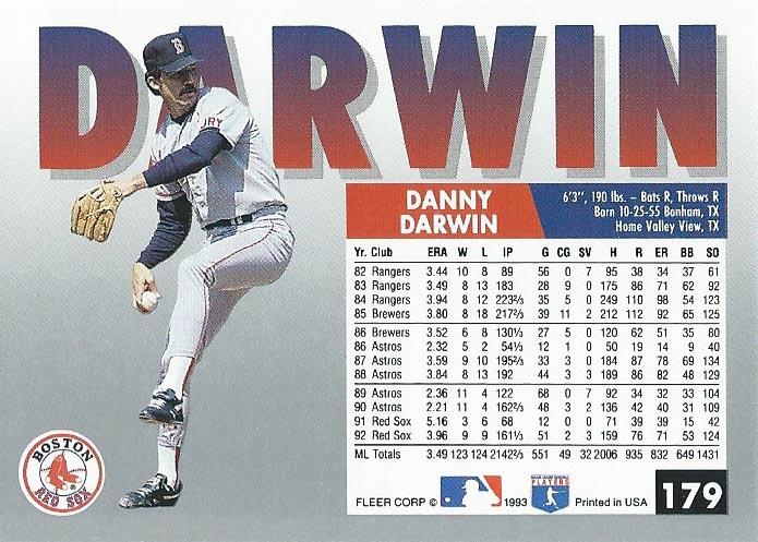 Danny Darwin  baseball card collectible - Main Image 2