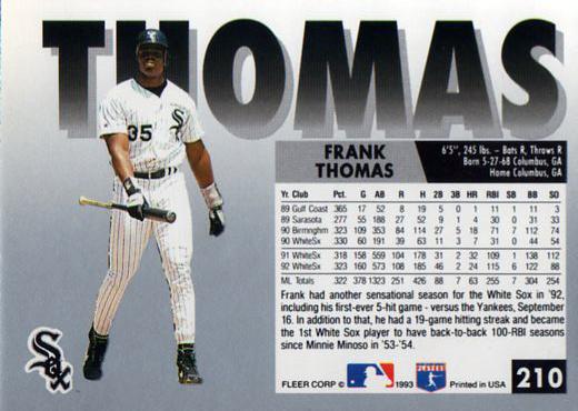 Frank Thomas  baseball card collectible - Main Image 2