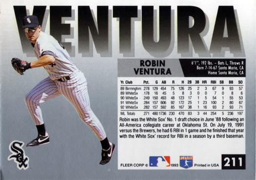 Robin Ventura  baseball card collectible - Main Image 2