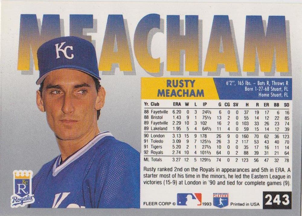 Rusty Meacham  baseball card collectible - Main Image 2