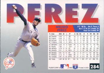 Melido Perez  baseball card collectible - Main Image 2