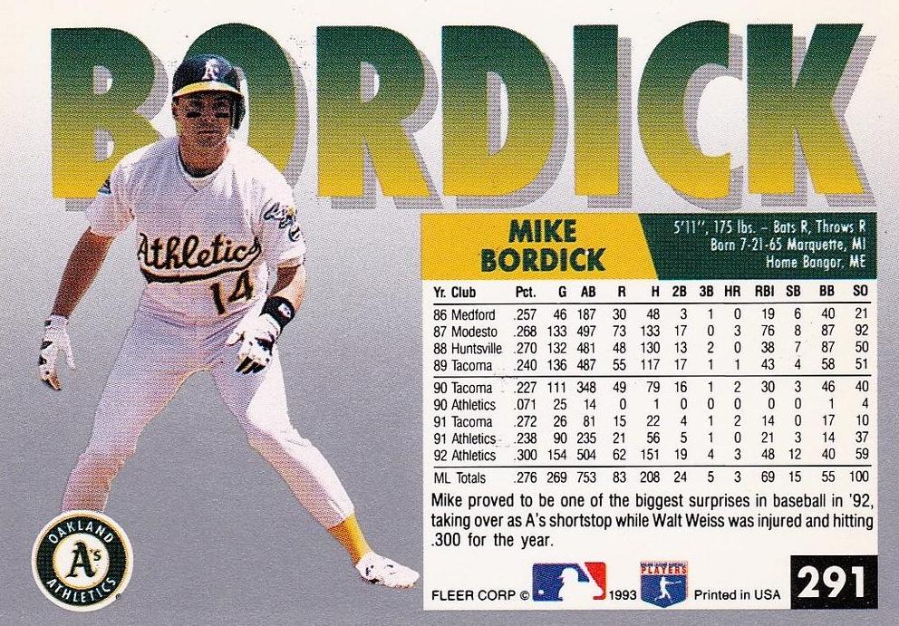 Mike Bordick  baseball card collectible - Main Image 2