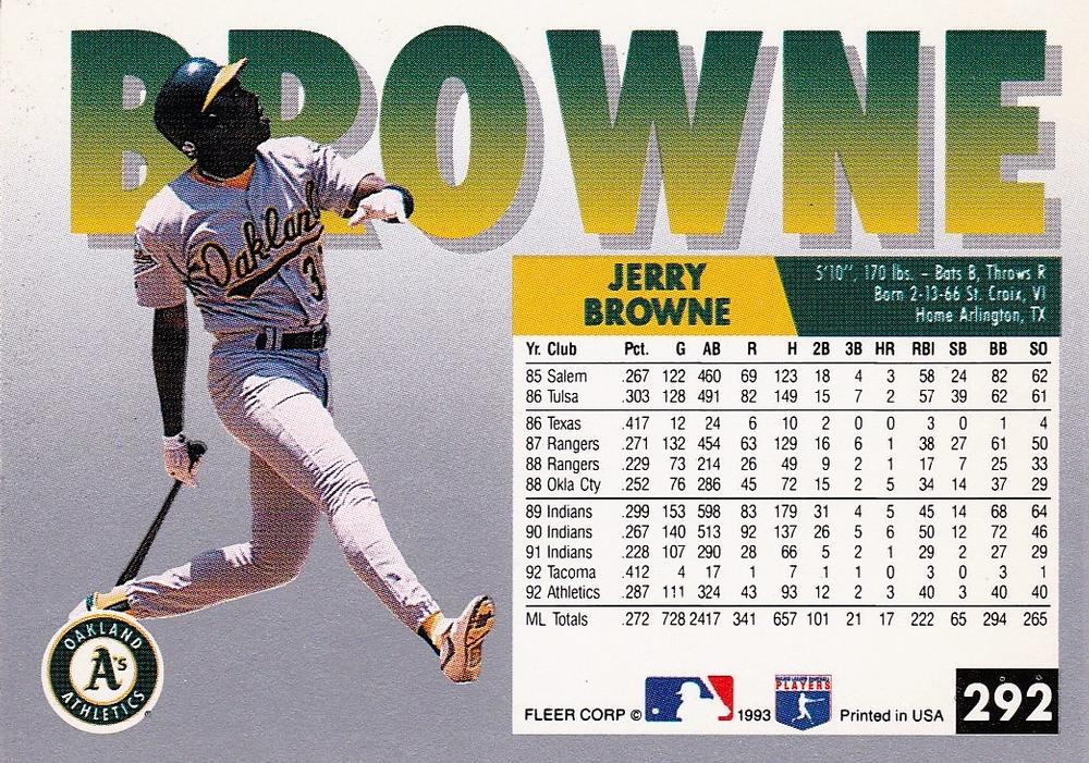 Jerry Browne  baseball card collectible - Main Image 2