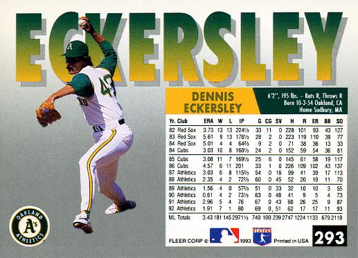 Dennis Eckersley  baseball card collectible - Main Image 2