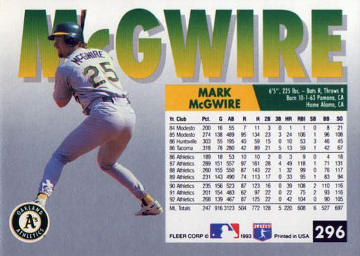 Mark McGwire  baseball card collectible - Main Image 2