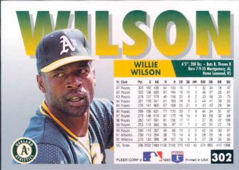 Willie Wilson  baseball card collectible - Main Image 2