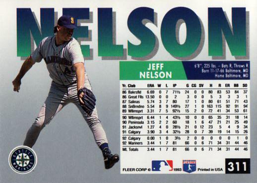 Jeff Nelson  baseball card collectible - Main Image 2
