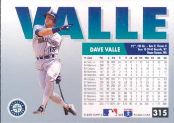 Dave Valle  baseball card collectible - Main Image 2