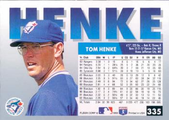 Tom Henke  baseball card collectible - Main Image 2