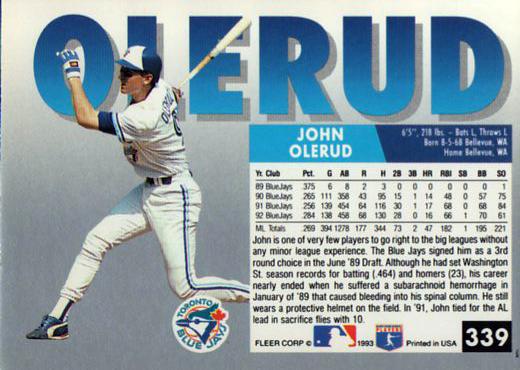 John Olerud  baseball card collectible - Main Image 2