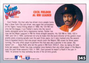 Cecil Fielder  baseball card collectible - Main Image 2