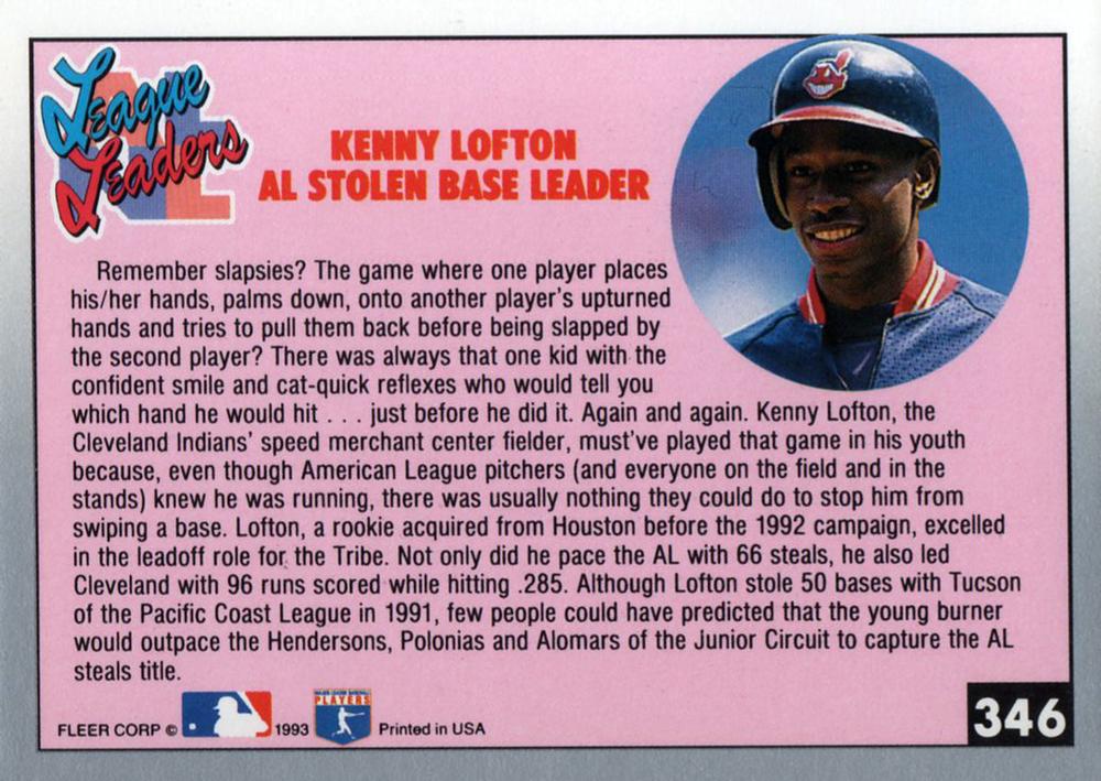 Kenny Lofton  baseball card collectible - Main Image 2