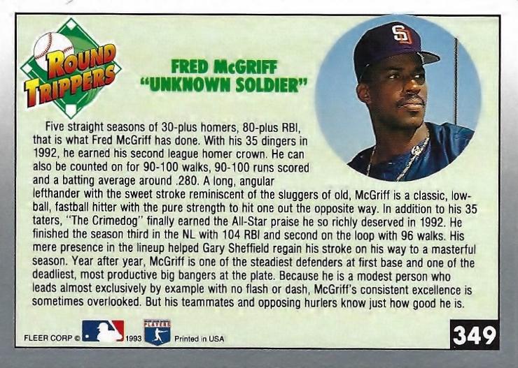 Fred McGriff  baseball card collectible - Main Image 2