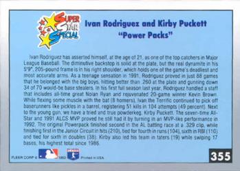 Power Packs (Ivan Rodriguez / Kirby Puckett)  baseball card collectible - Main Image 2