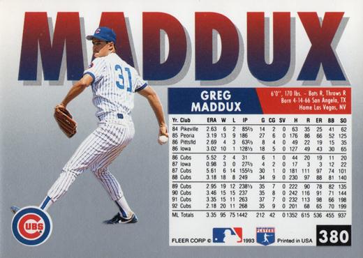 Greg Maddux  baseball card collectible - Main Image 2
