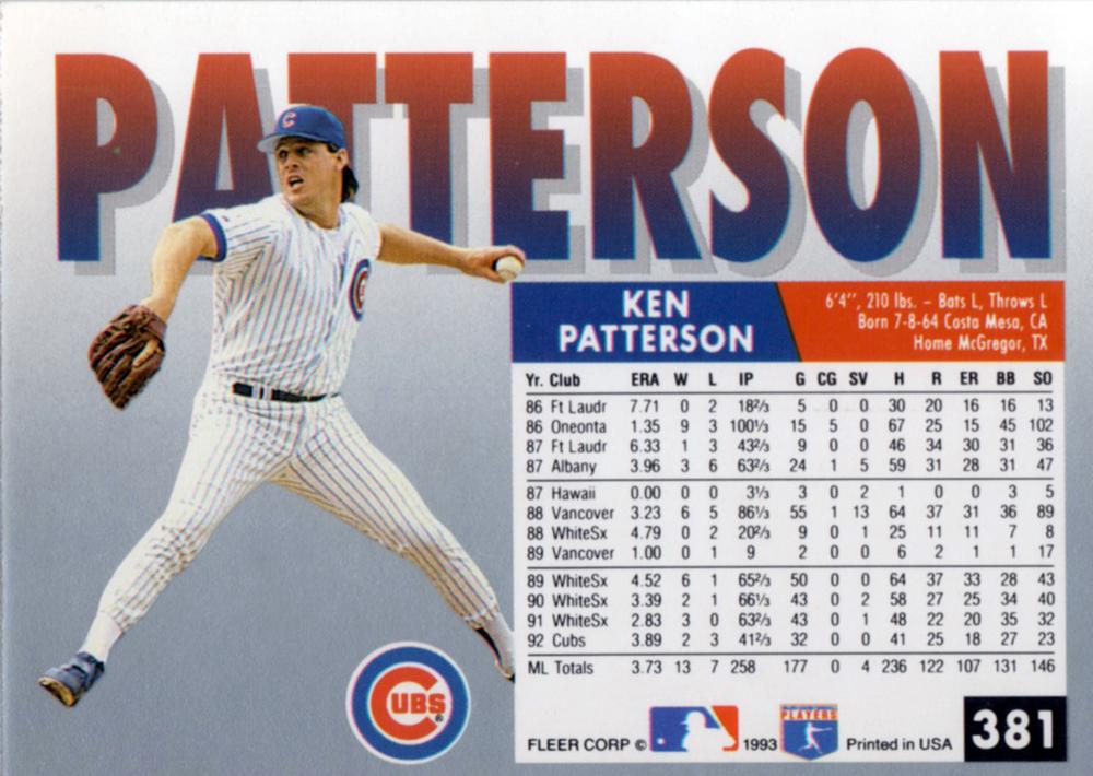 Ken Patterson  baseball card collectible - Main Image 2
