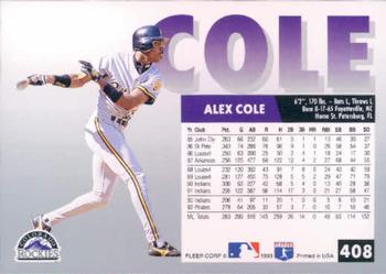 Alex Cole  baseball card collectible - Main Image 2