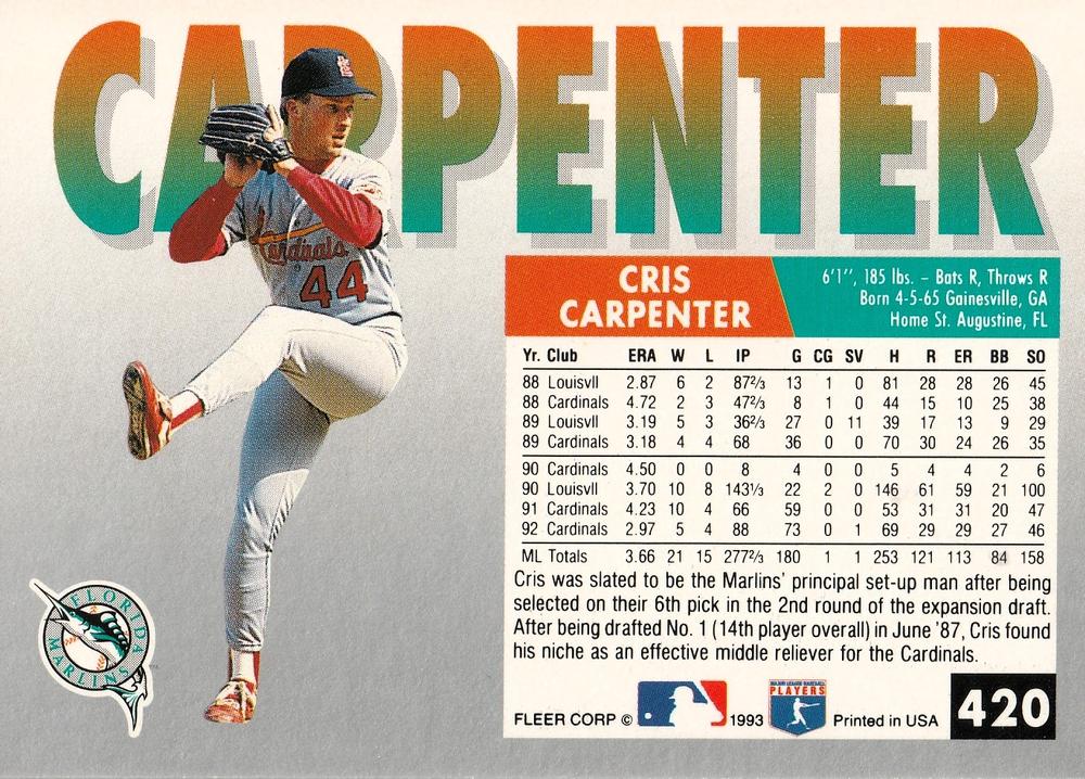 Cris Carpenter  baseball card collectible - Main Image 2