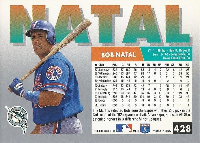 Bob Natal  baseball card collectible - Main Image 2