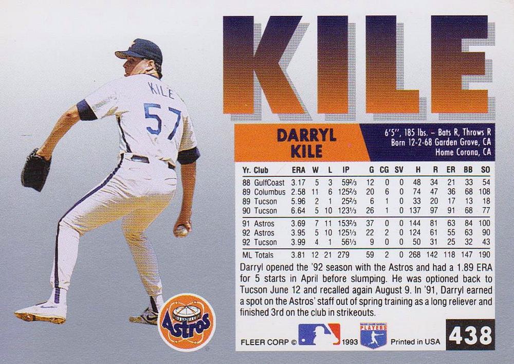 Darryl Kile  baseball card collectible - Main Image 2