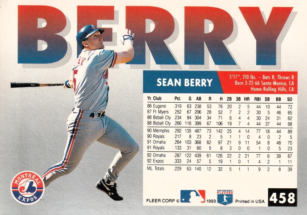 Sean Berry  baseball card collectible - Main Image 2