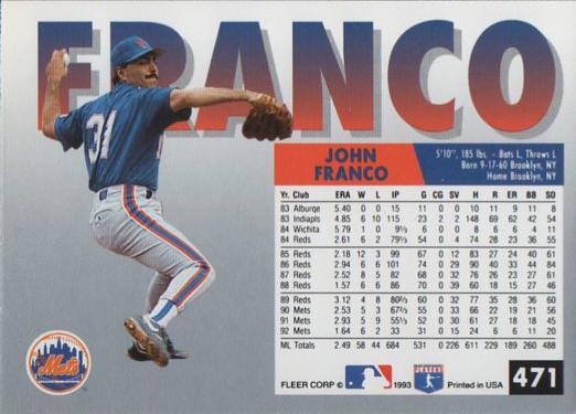 John Franco  baseball card collectible - Main Image 2
