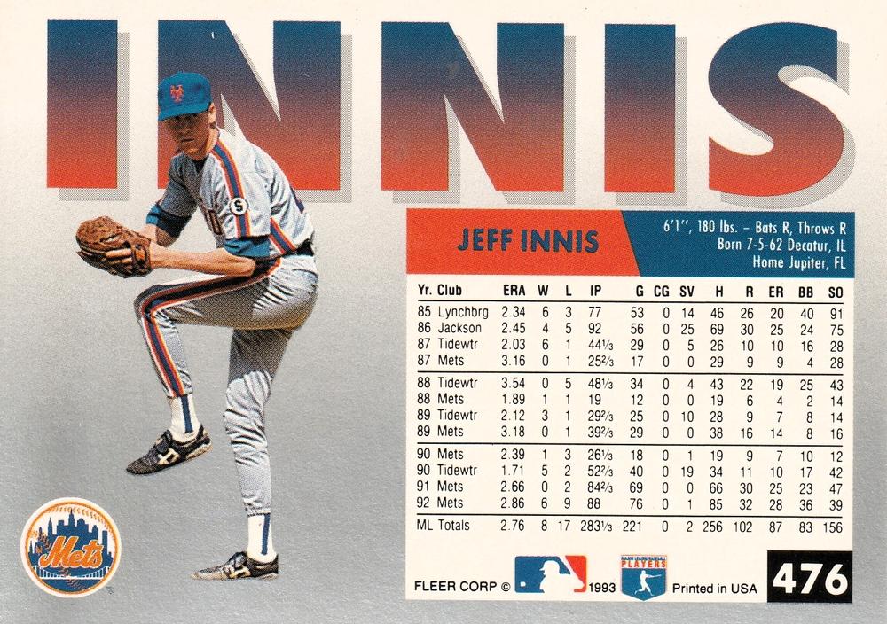 Jeff Innis  baseball card collectible - Main Image 2