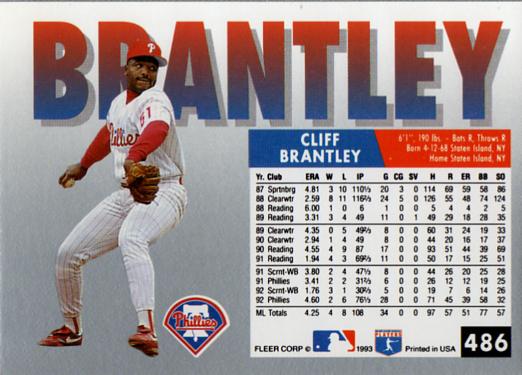 Cliff Brantley  baseball card collectible - Main Image 2