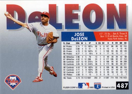 Jose DeLeon  baseball card collectible - Main Image 2